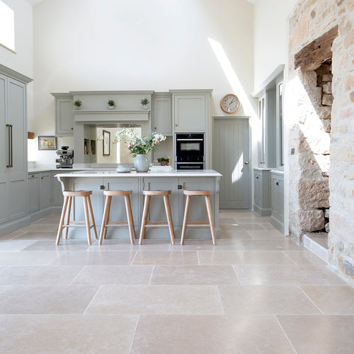 Dijon Tumbled Herringbone country kitchen