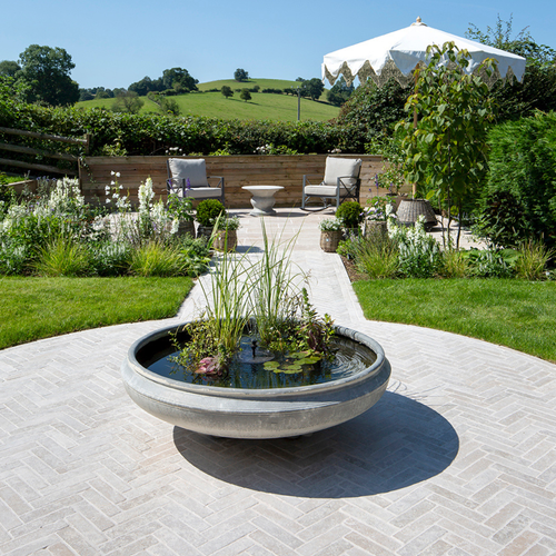 Dijon Tumbled Herringbone paving 