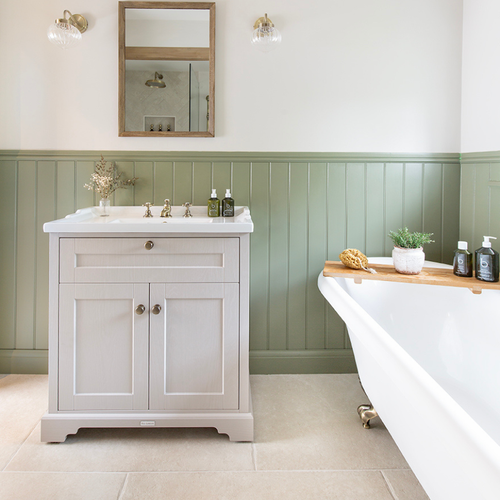 Step Inside Chánel and Mark’s 17th Century Cottage Bathroom with Alnwick Ivory