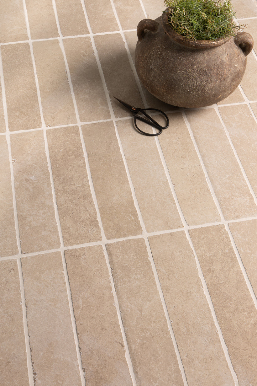 Hambleton Beige Rustic Edge Porcelain Herringbone Cobbles