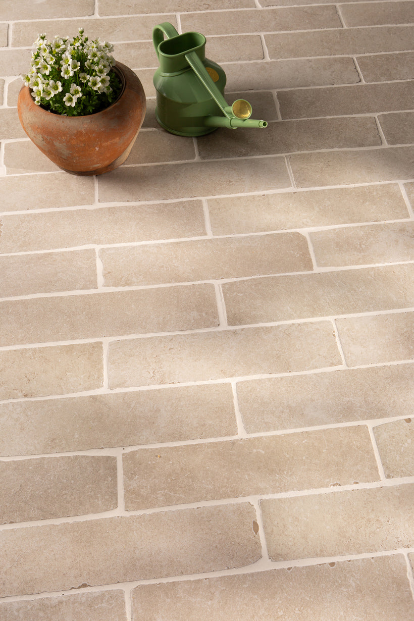 Hambleton Beige Rustic Edge Porcelain Herringbone Cobbles