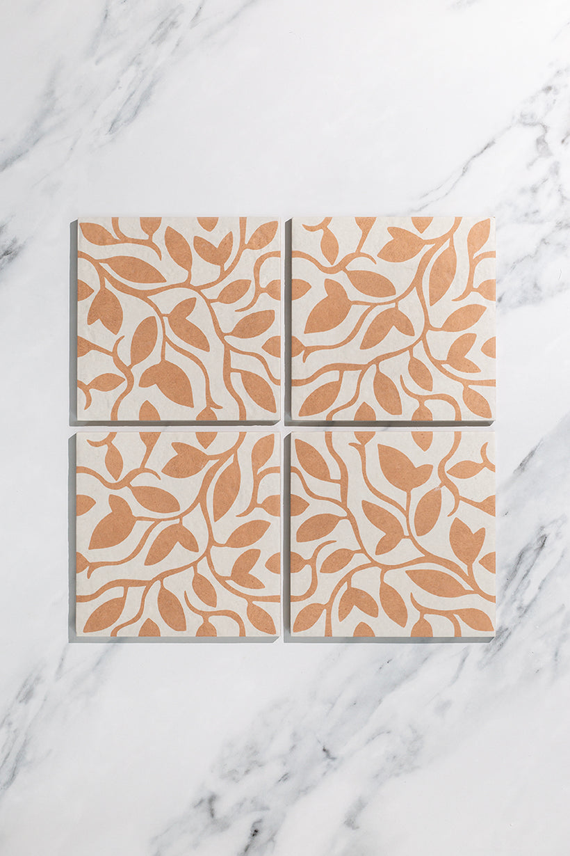 Botanical Coral Decorative Patterned Tiles - Second Selection