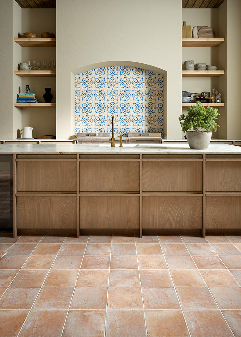Campello Rosato Terracotta Effect Square Kitchen Tiles