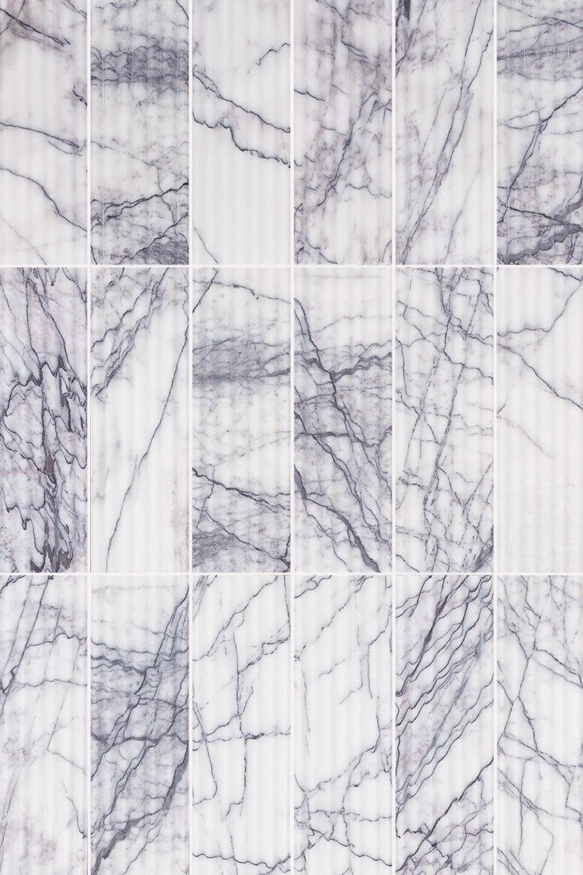 Carrara Viola Dusk Marble Fluted Tiles