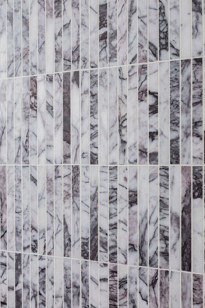Carrara Viola Dusk Honed Marble Stick Mosaic Tiles