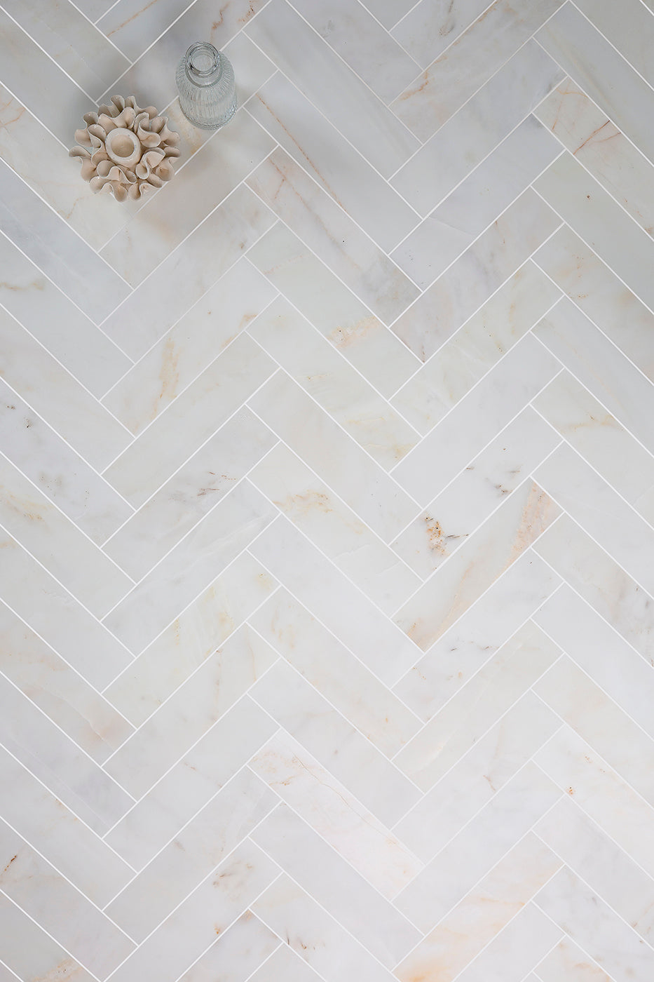 Carrara Oro Honed Marble Herringbone Metro