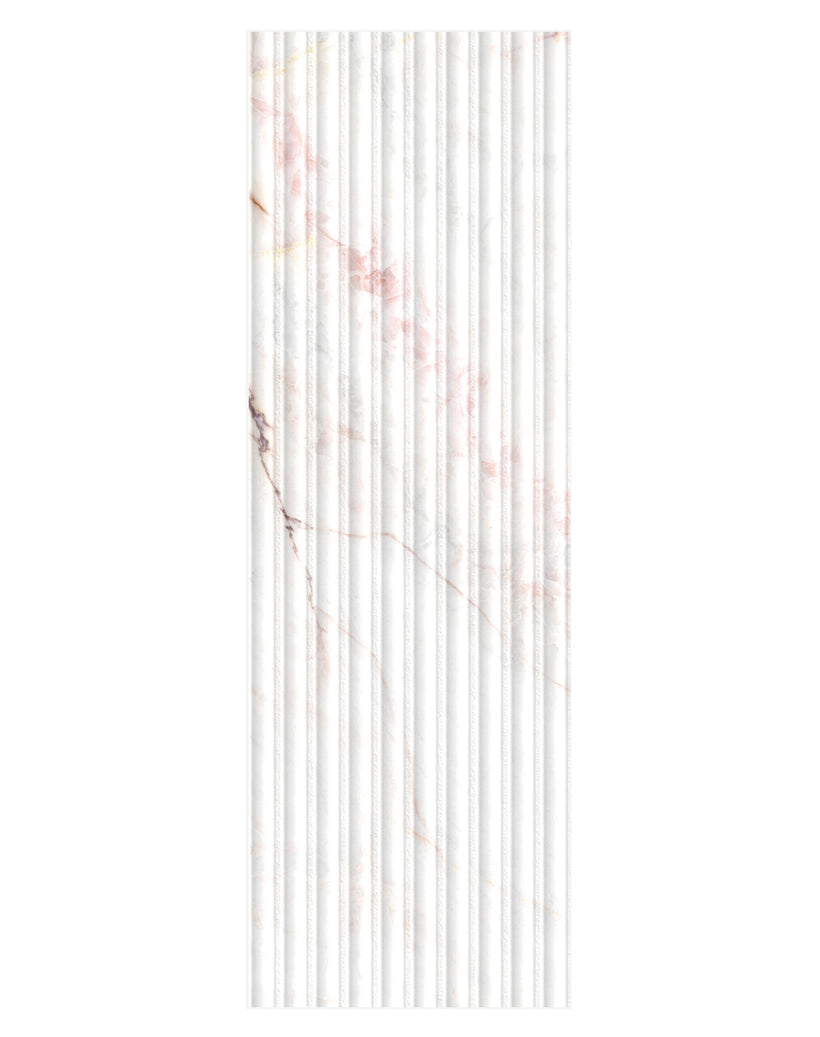 Carrara Rosa Pink Marble Effect Fluted Tiles