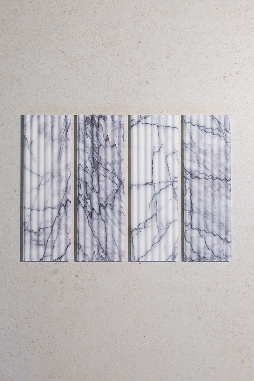 Carrara Viola Dusk Marble Fluted Tiles
