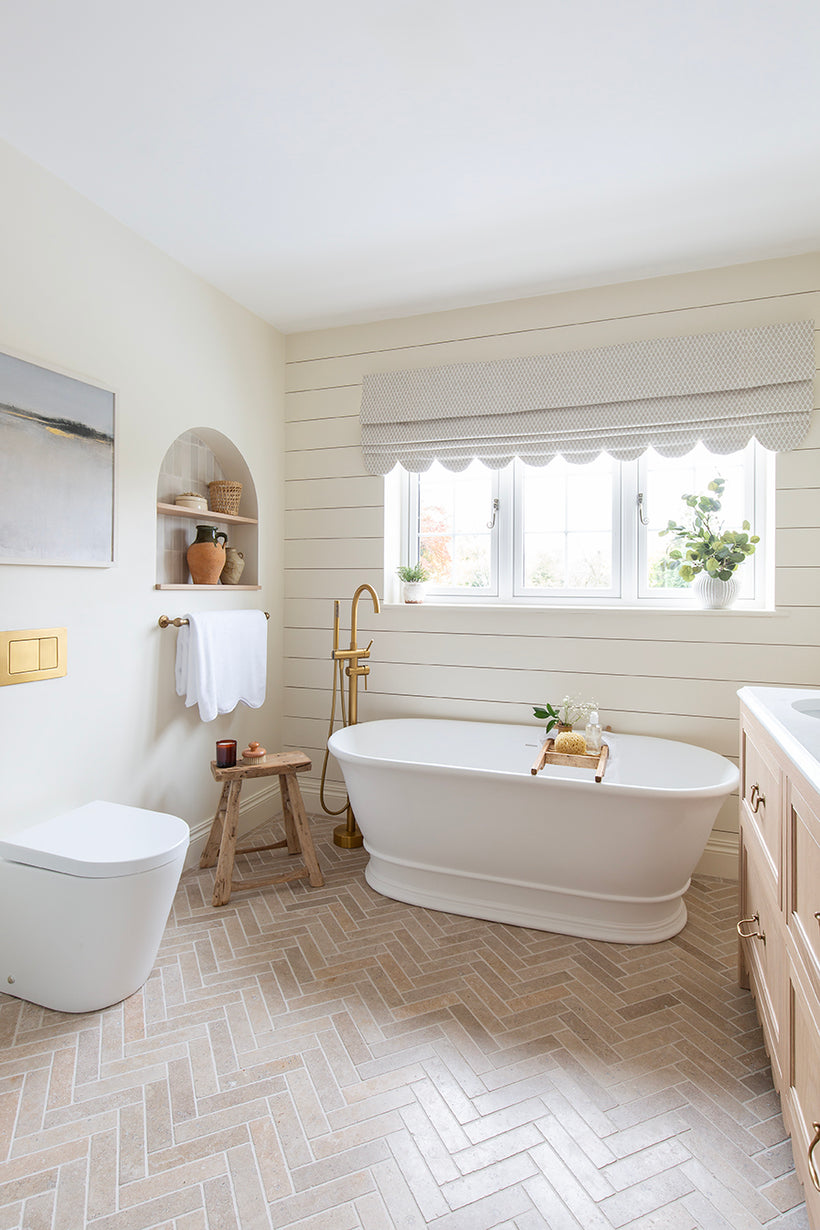 Dijon Tumbled Herringbone Bathroom Tiles