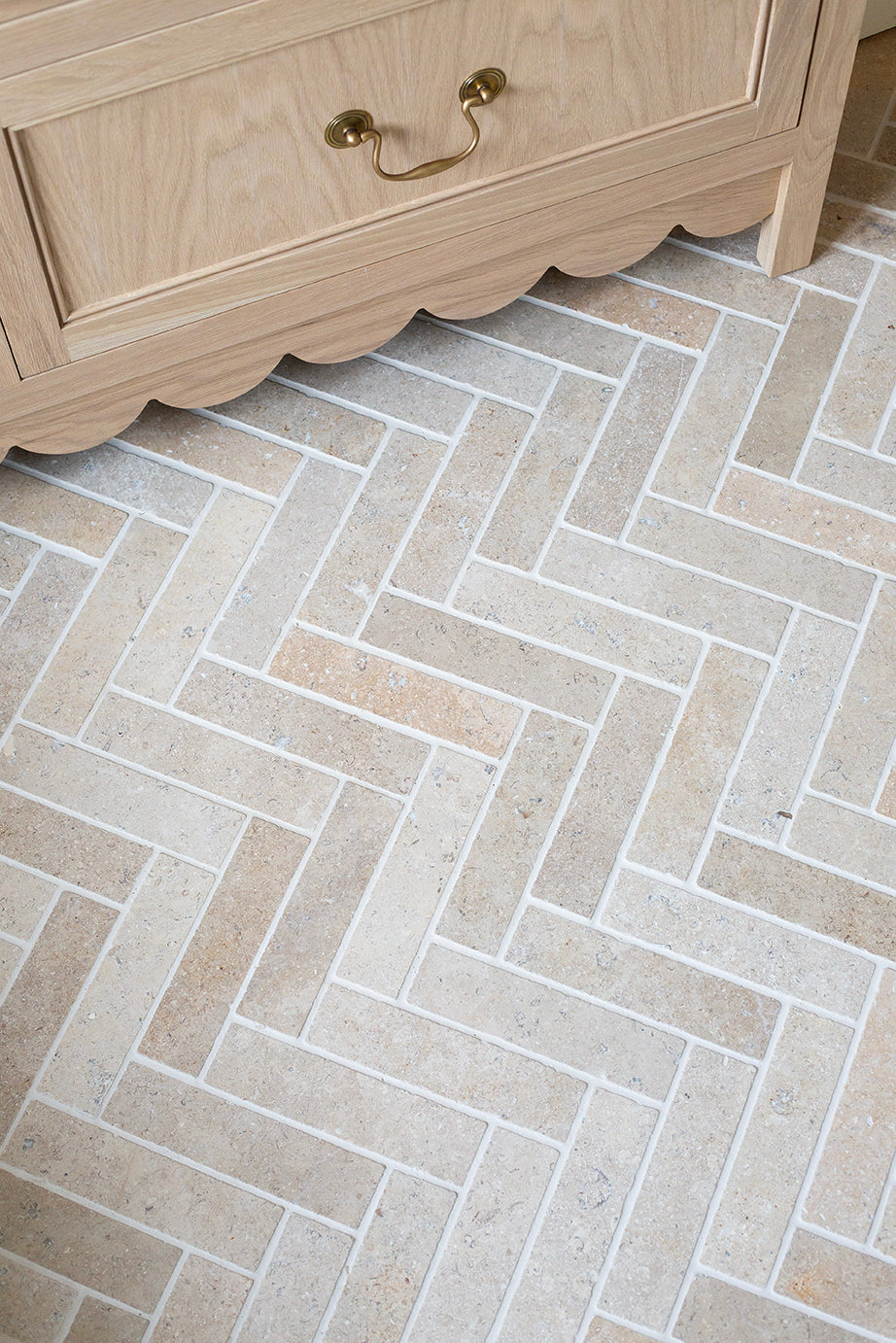 Dijon Tumbled Herringbone Tiles | Quorn Stone