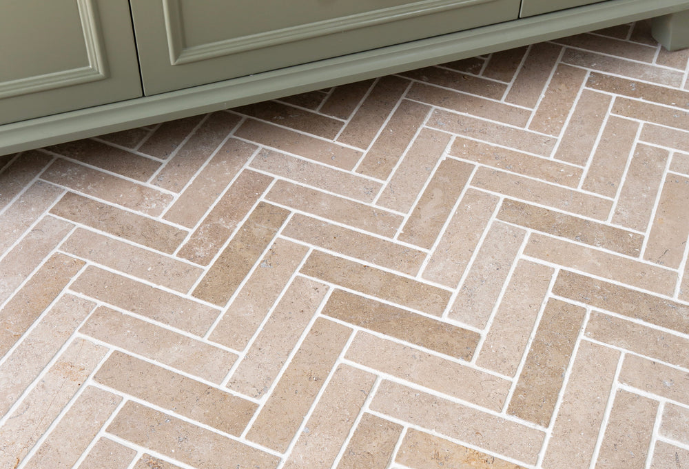 Dijon Tumbled Herringbone Tiles