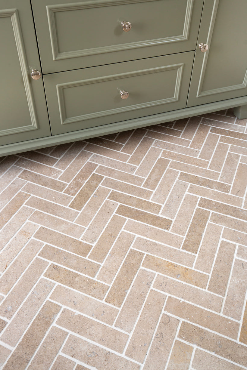 Dijon Tumbled Herringbone Tiles