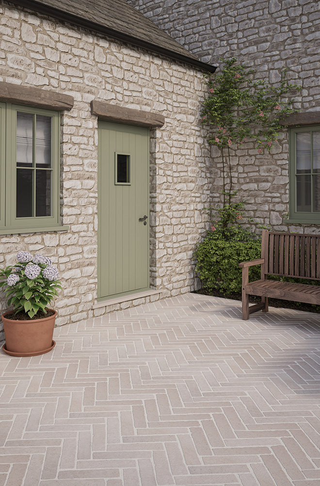 Dijon Rendition® by QS Stone Effect Porcelain Herringbone Cobbles