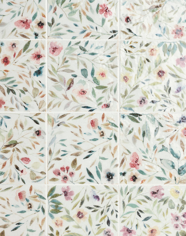 Flora Wild Meadow Crackle Glaze Decorative Tiles