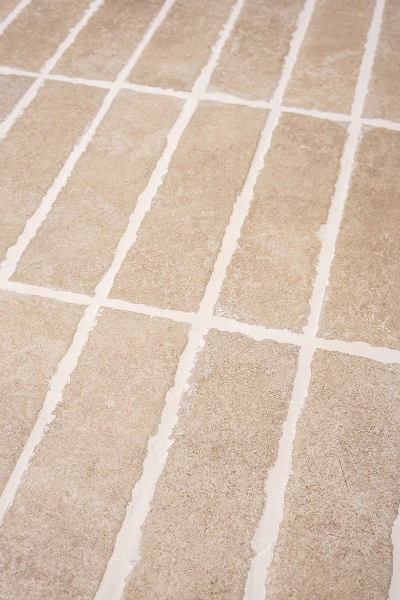 Hambleton Beige Tumbled Edge Porcelain Herringbone Cobbles
