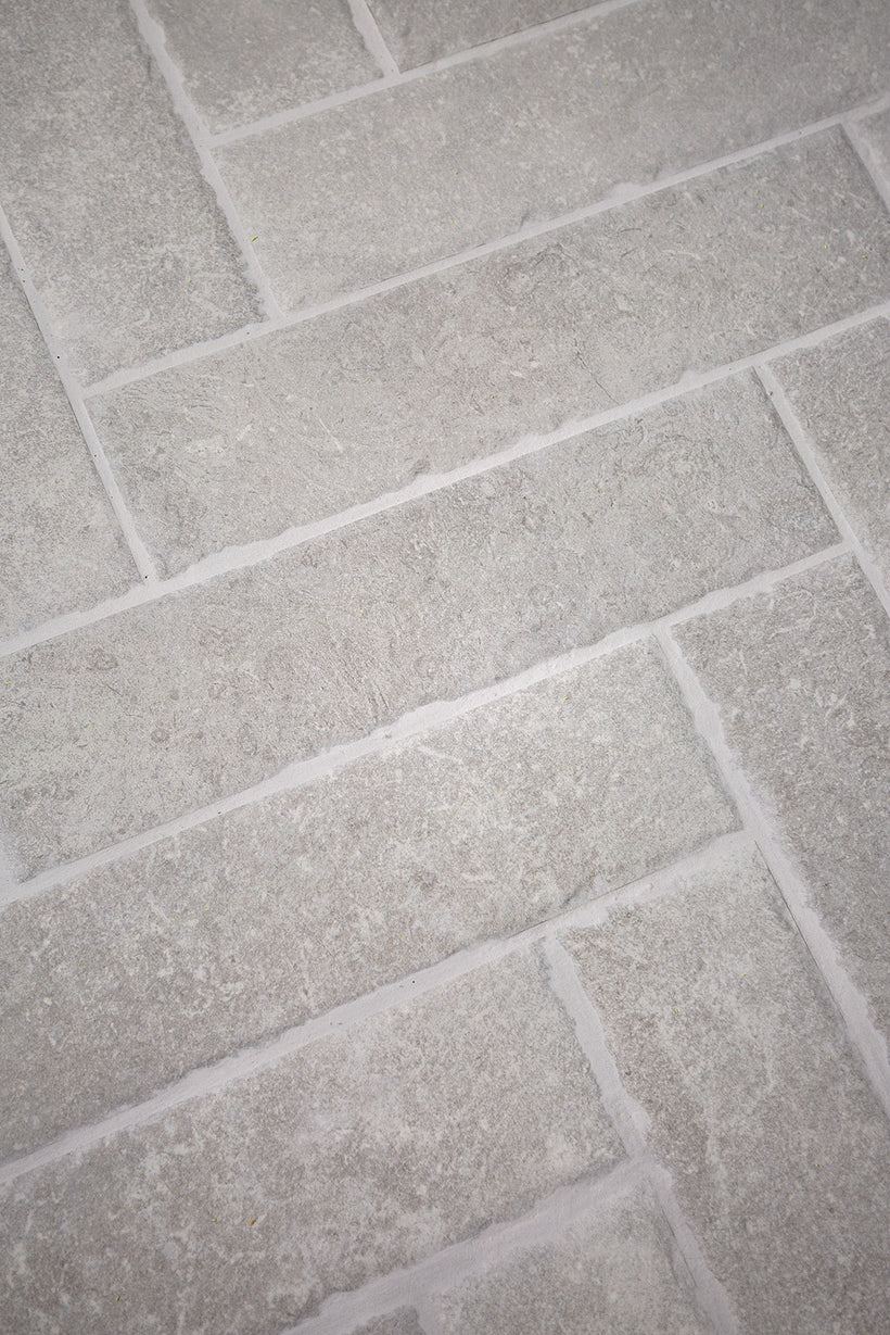 Hambleton Grey Rustic Edge Porcelain Herringbone Cobbles