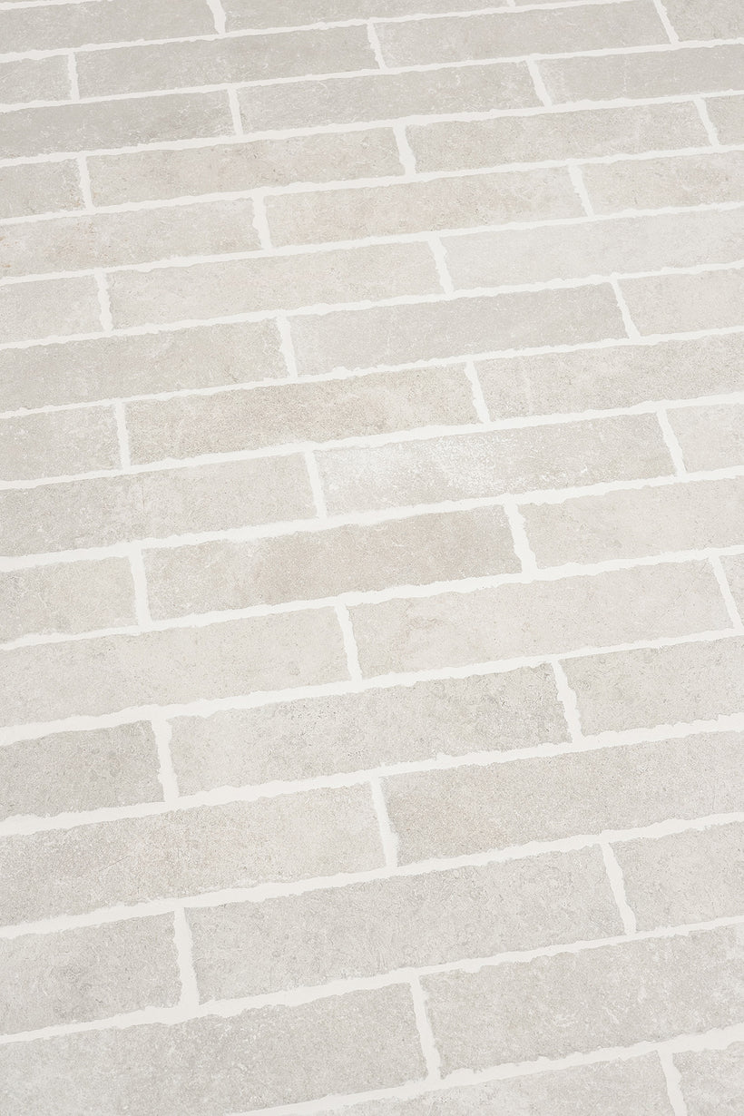 Hambleton Ivory Tumbled Edge Porcelain Herringbone Cobbles