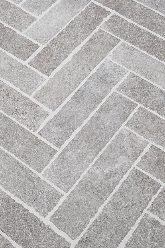 Hambleton Taupe Tumbled Edge Porcelain Herringbone Cobbles