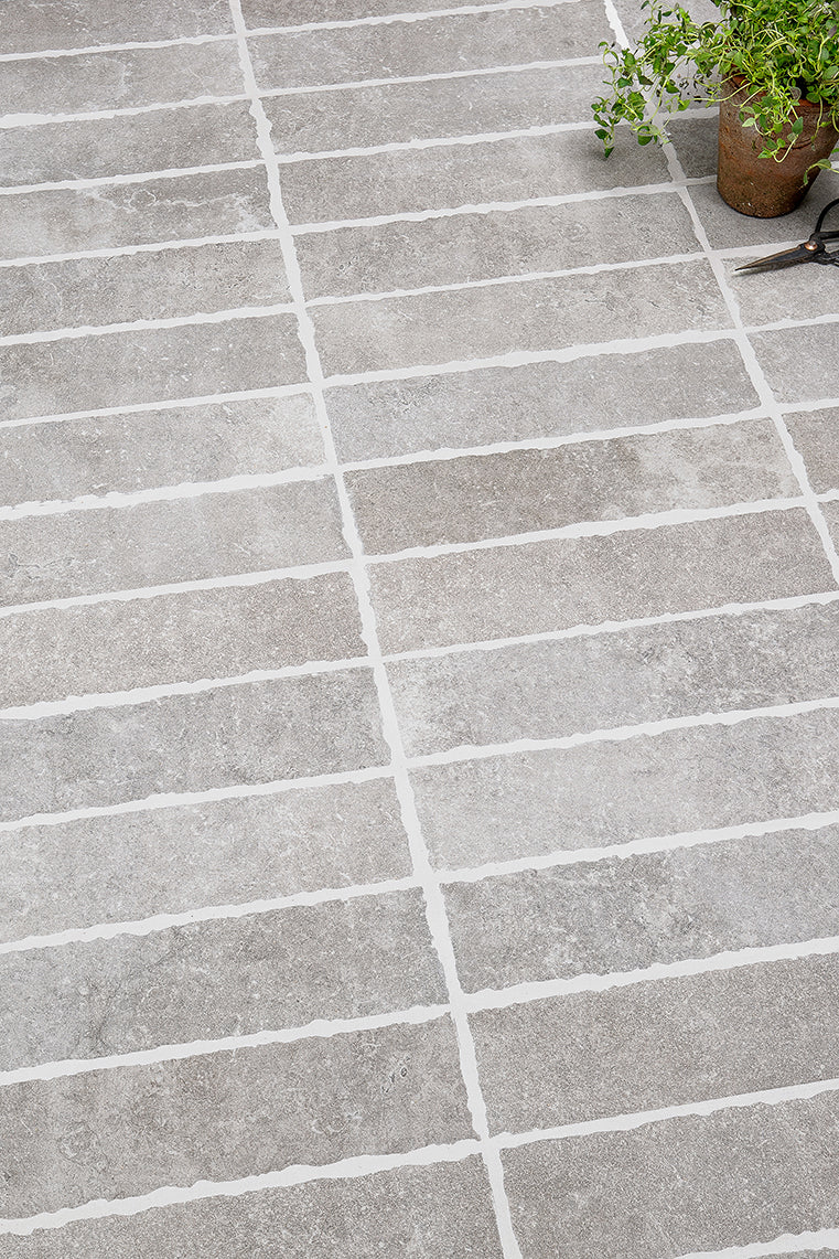 Hambleton Taupe Tumbled Edge Porcelain Herringbone Cobbles