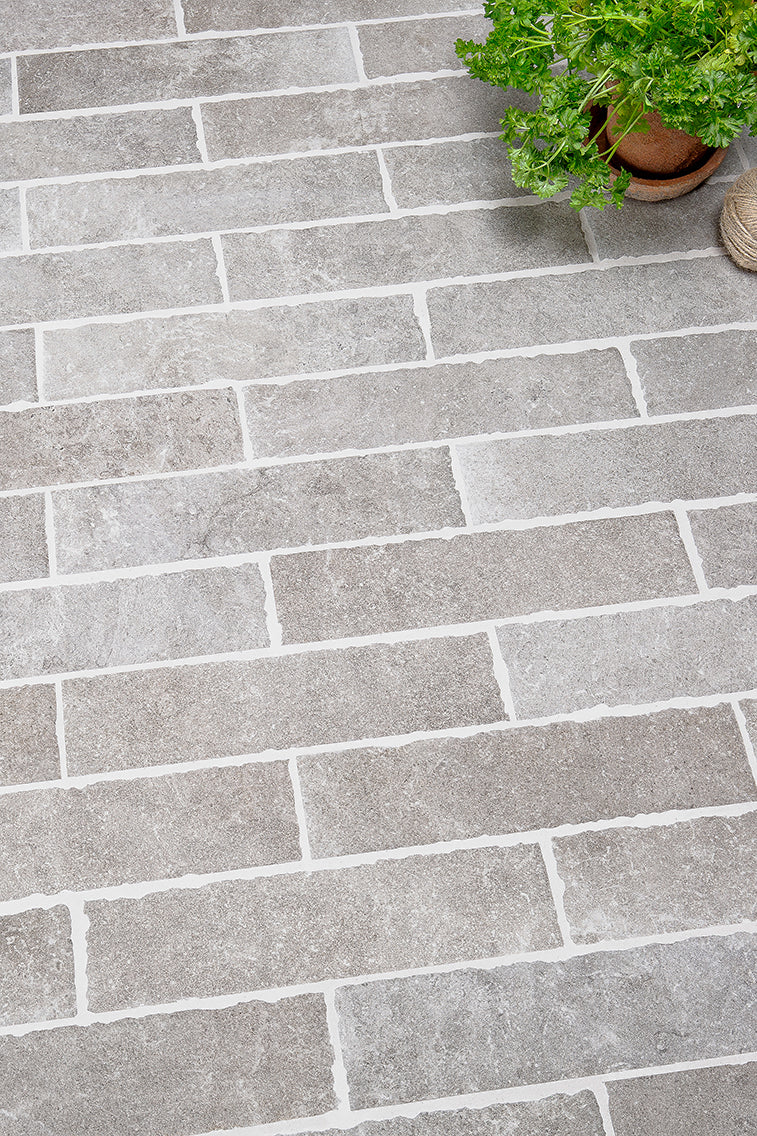 Hambleton Taupe Tumbled Edge Porcelain Herringbone Cobbles