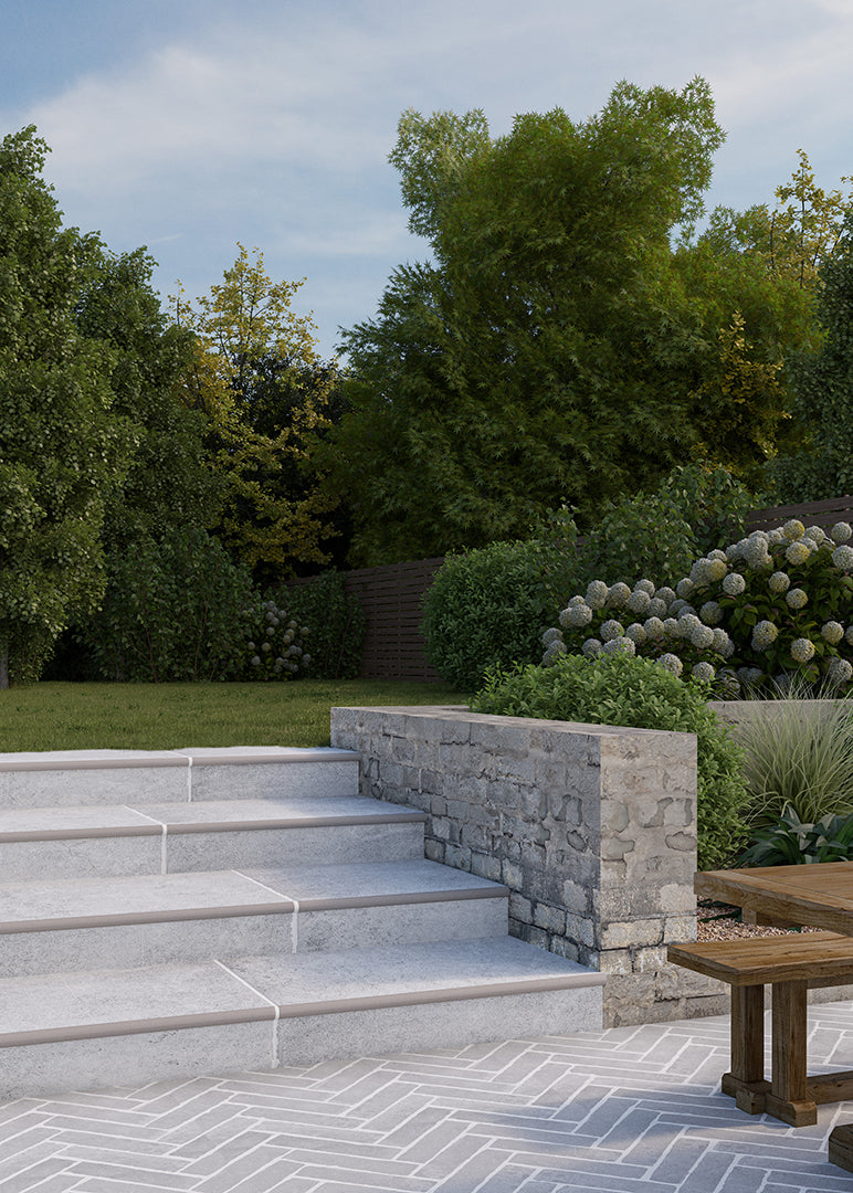 Hambleton Grey Stone Effect Porcelain Bullnose Step