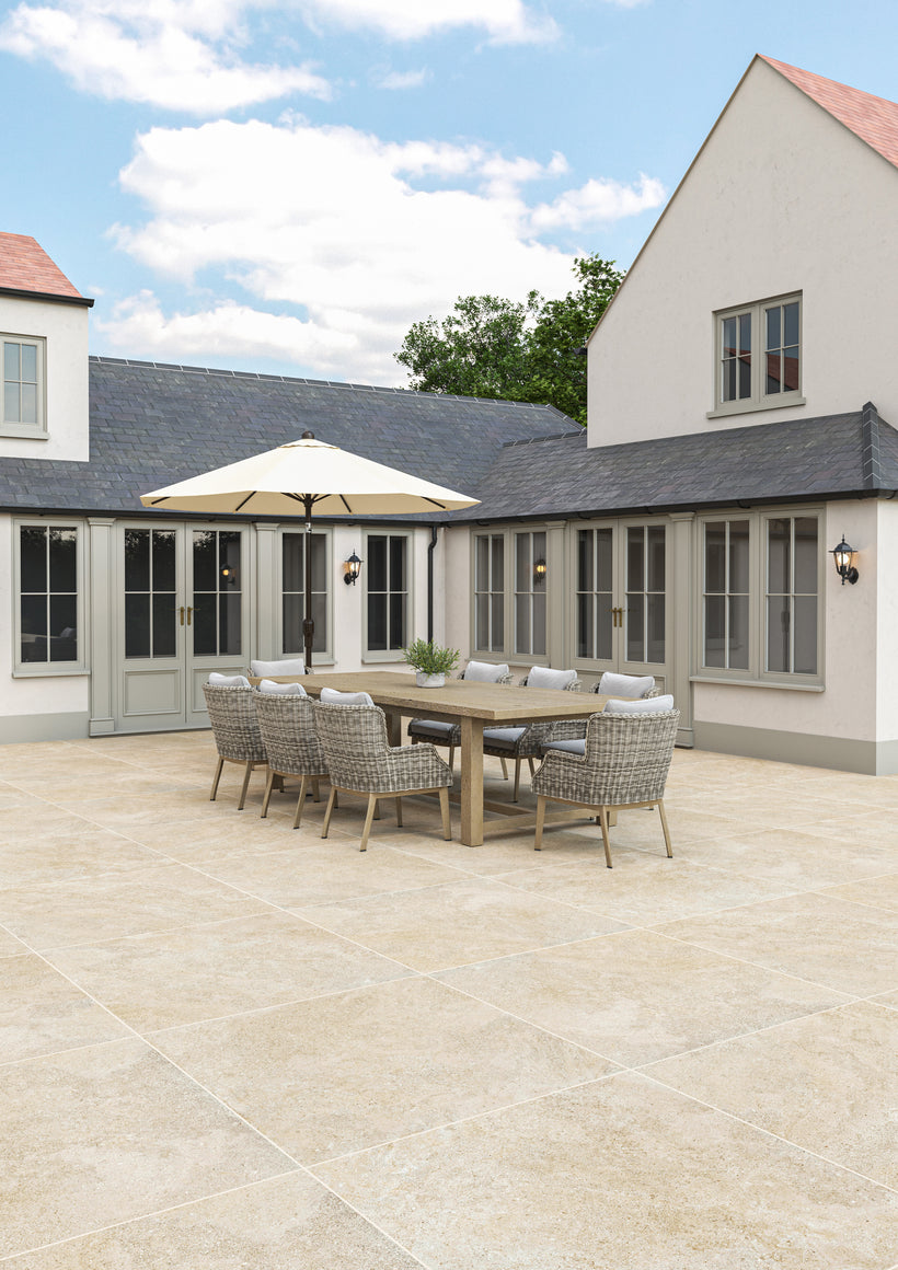 Hilcot Beige Stone Effect Porcelain Pavers