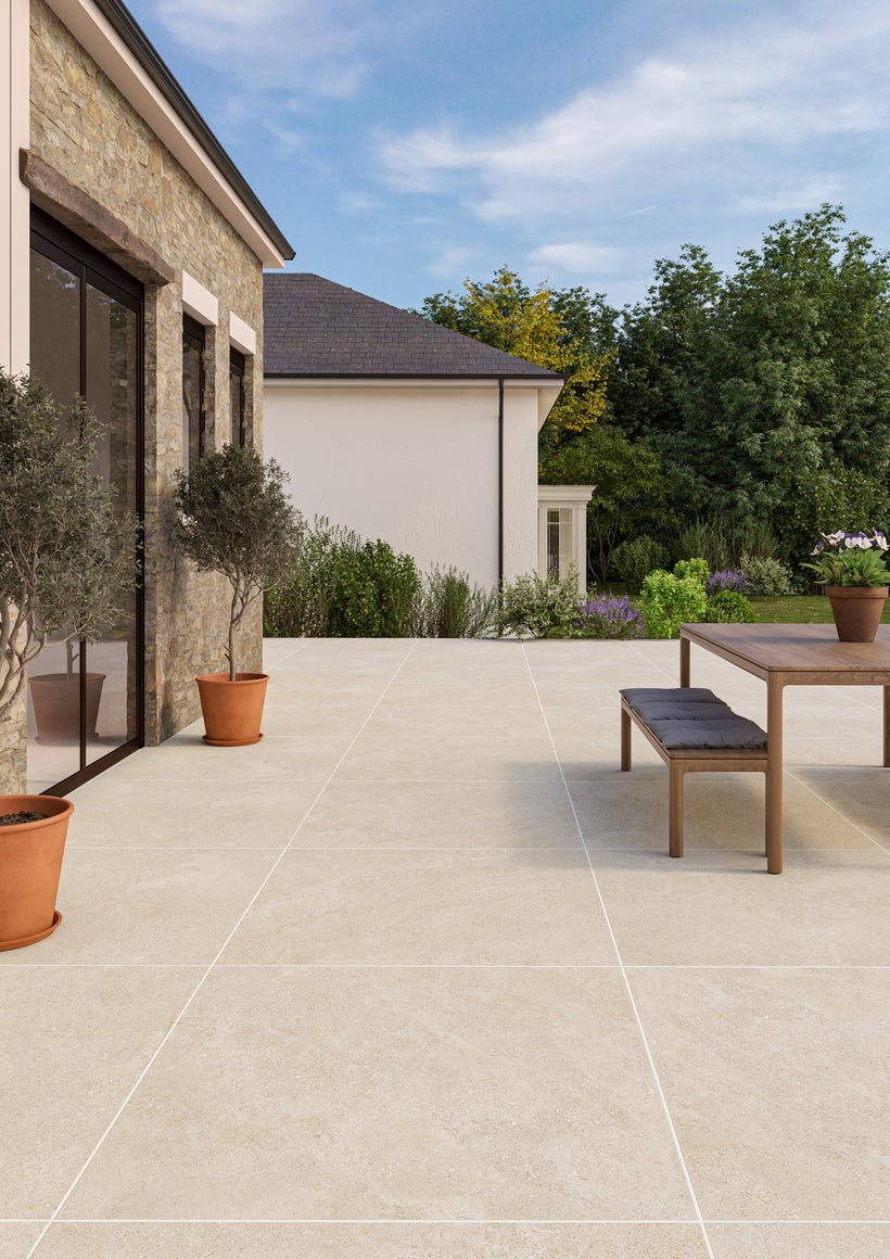 Hilcot Ivory Stone Effect Porcelain Pavers