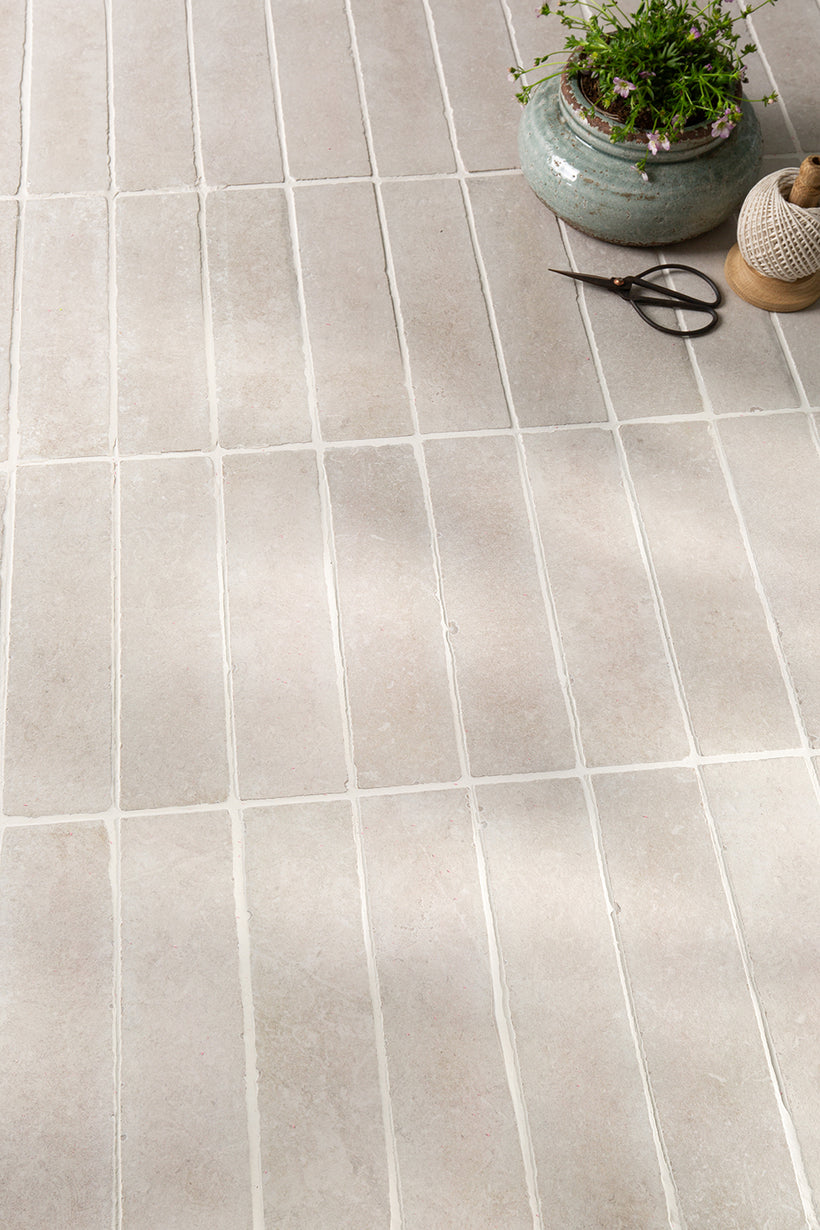 Hambleton Ivory Rustic Edge Porcelain Herringbone Cobbles