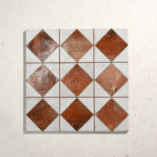 Julieta Autumn Red Chequered Tiles