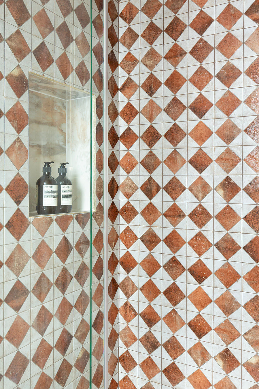 Julieta Autumn Red Chequered Tiles