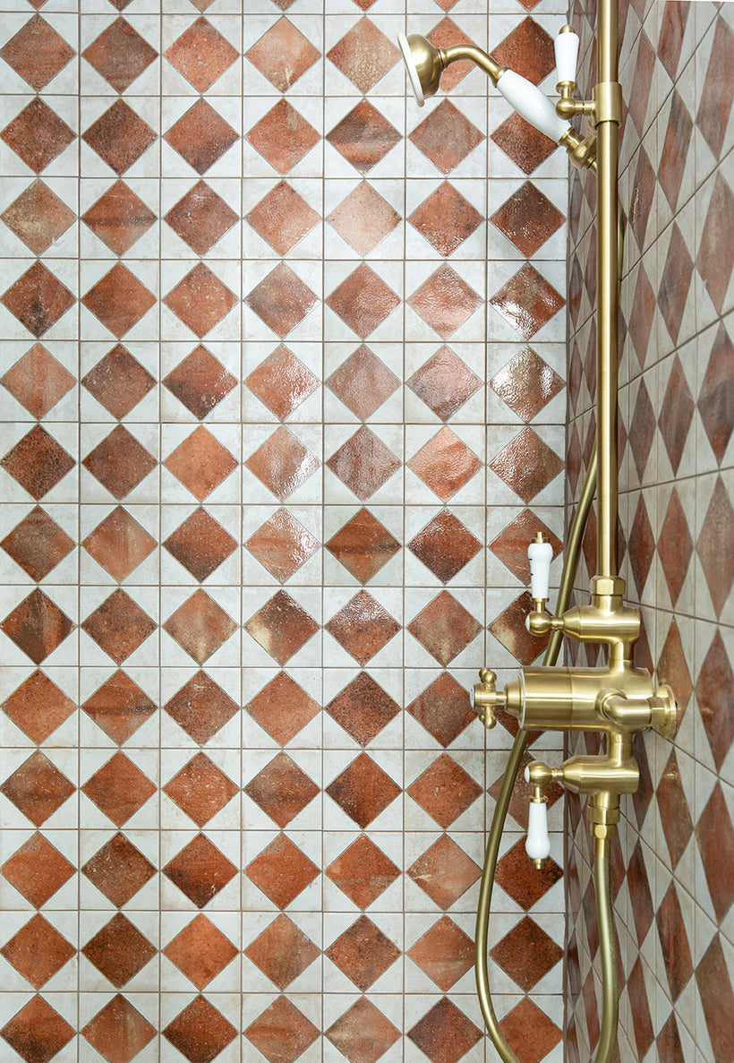 Julieta Autumn Red Chequered Tiles