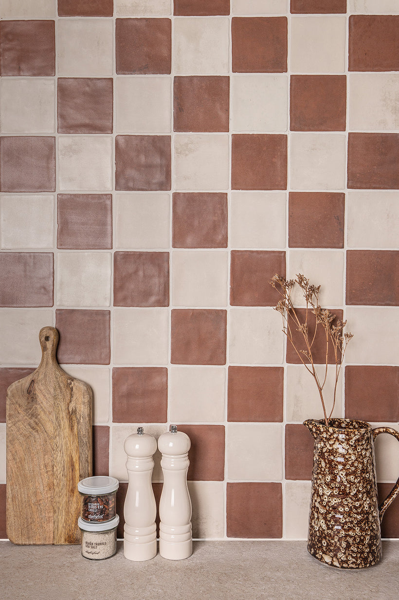 Kasbah Burgundy & Natural Chequerboard
