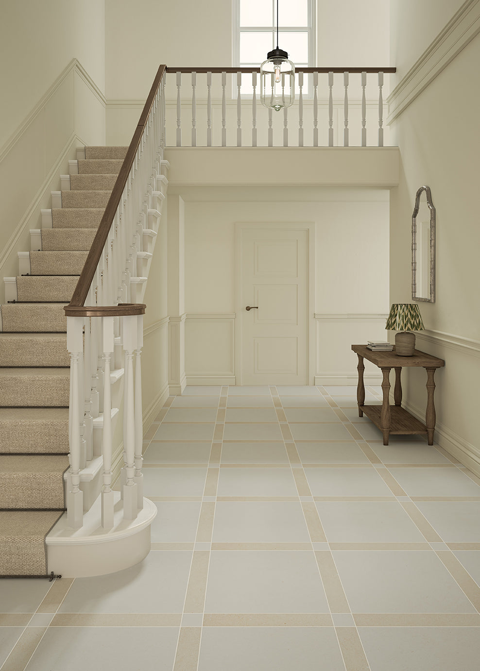 Ludlow Ivory Cassettone Stone Effect Porcelain Tiles