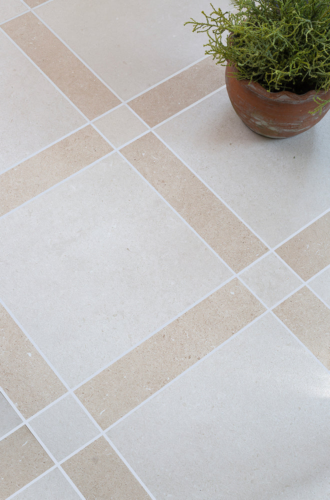 Ludlow Ivory Cassettone Stone Effect Porcelain Tiles