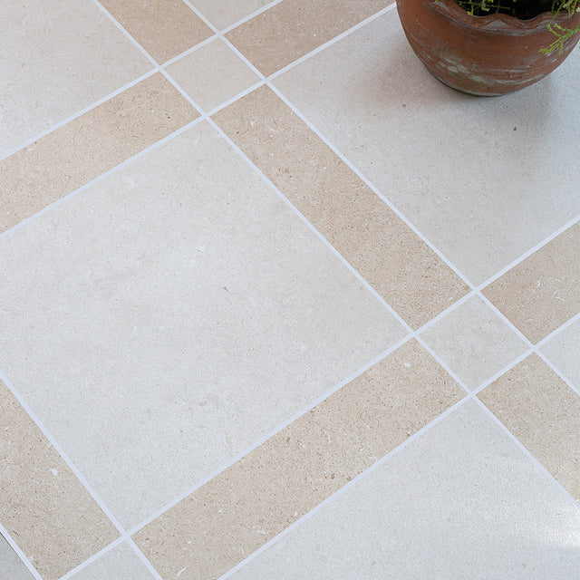 Ludlow Ivory Cassettone Stone Effect Porcelain Tiles