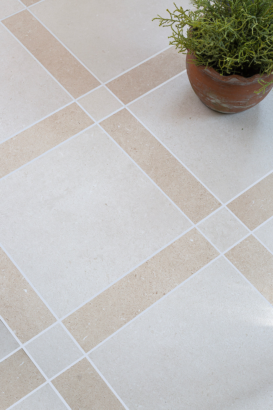 Ludlow Ivory Cassettone Stone Effect Porcelain Tiles