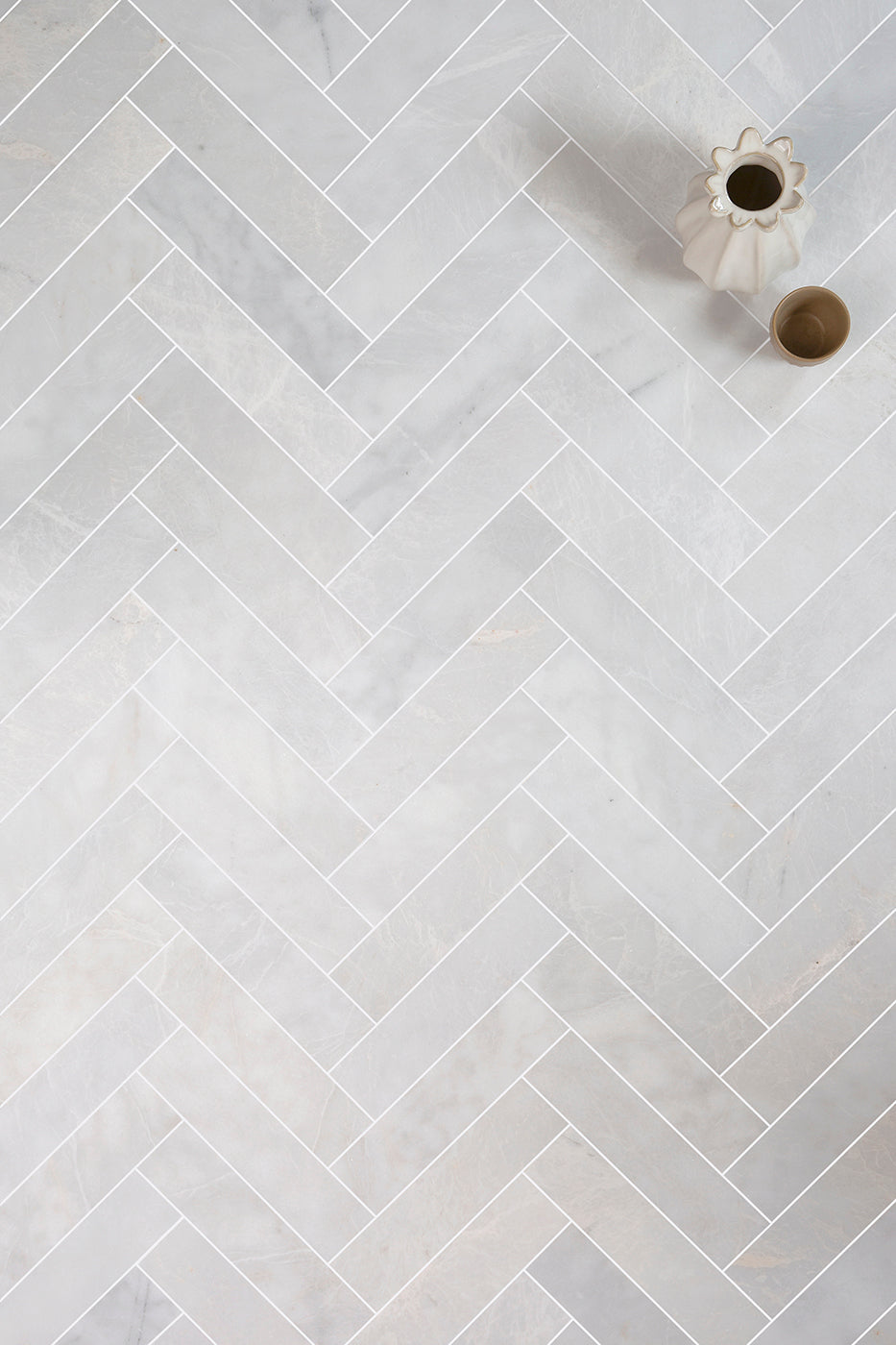 Mont Blanc Honed Marble Herringbone Metro