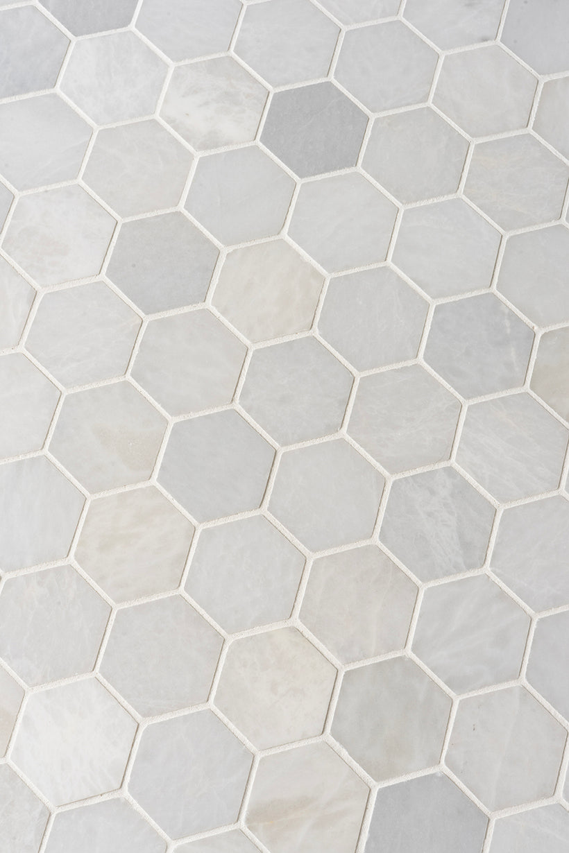 Mont Blanc Honed Marble Hexagon Mosaic