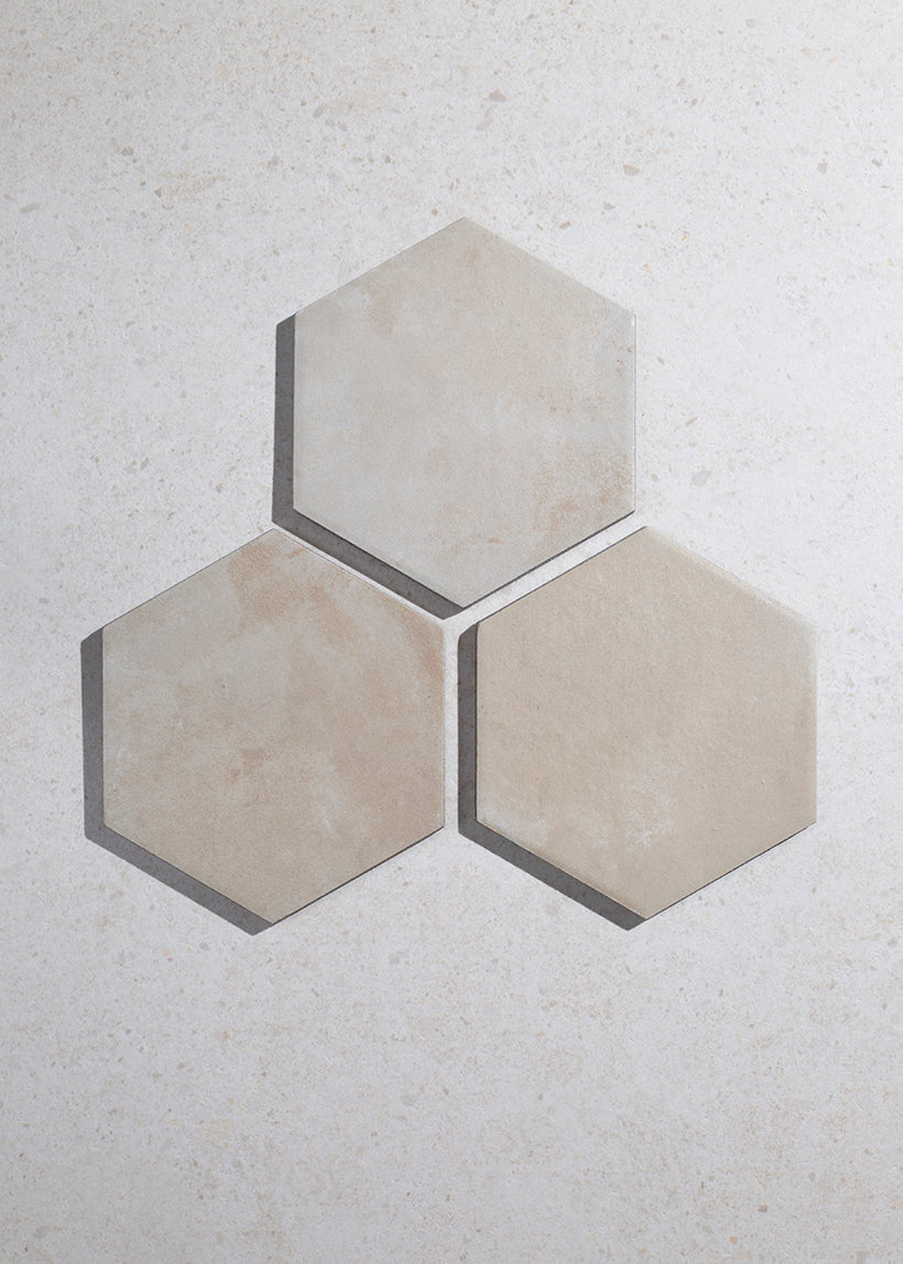Oliva Crema Hexagon Terracotta Effect Tiles