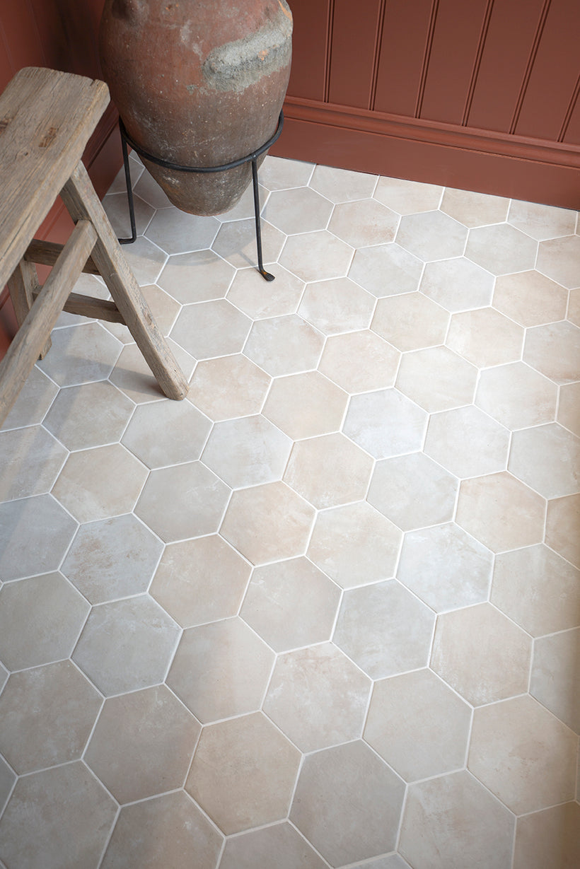 Oliva Crema Hexagon Terracotta Effect Tiles
