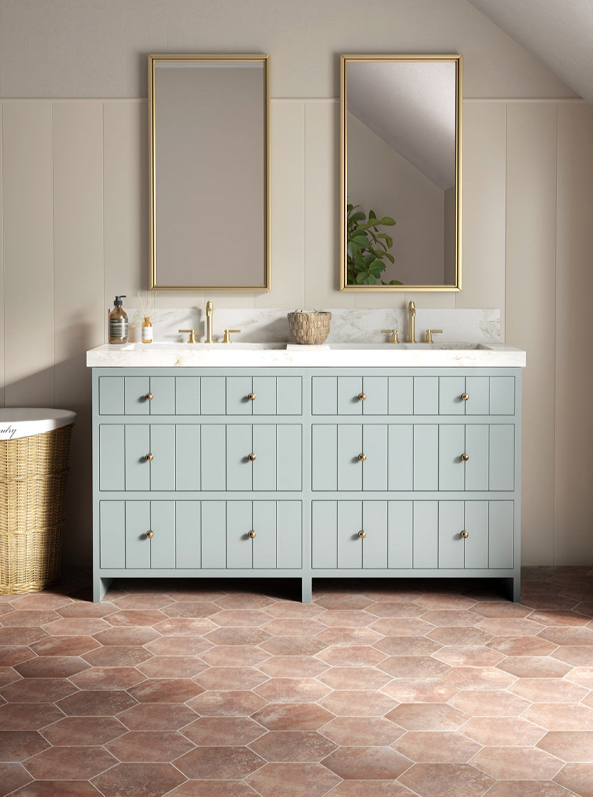 Oliva Marron Hexagon Terracotta Effect Tiles Quorn Stone