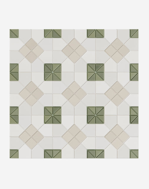 Regent Green Decorative Patterned Tiles