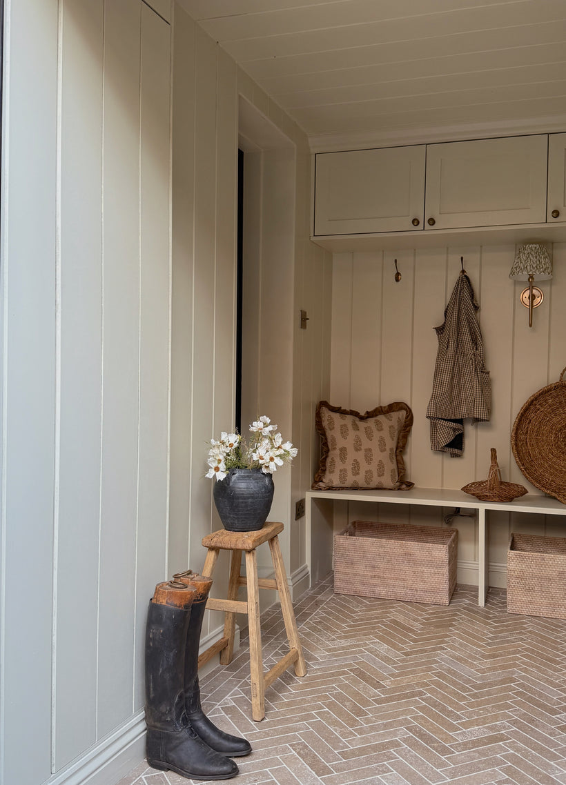 Dijon Seasoned Limestone Herringbone Tiles