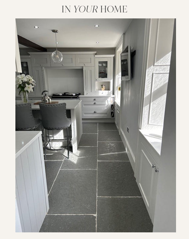 Worn Grey Antiqued Limestone Tiles - Second Selection