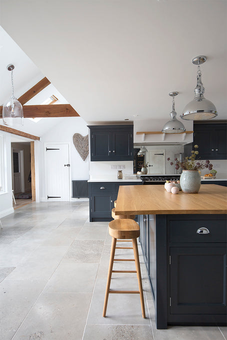 Clermont Gris Softly Tumbled Limestone Kitchen Floor Tiles