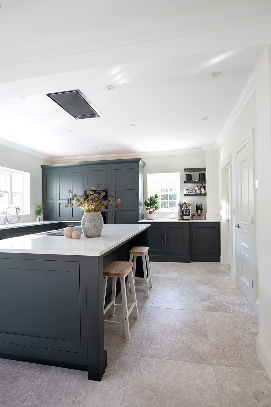 Corinthian Grey Stone Effect Porcelain Tiles Kitchen