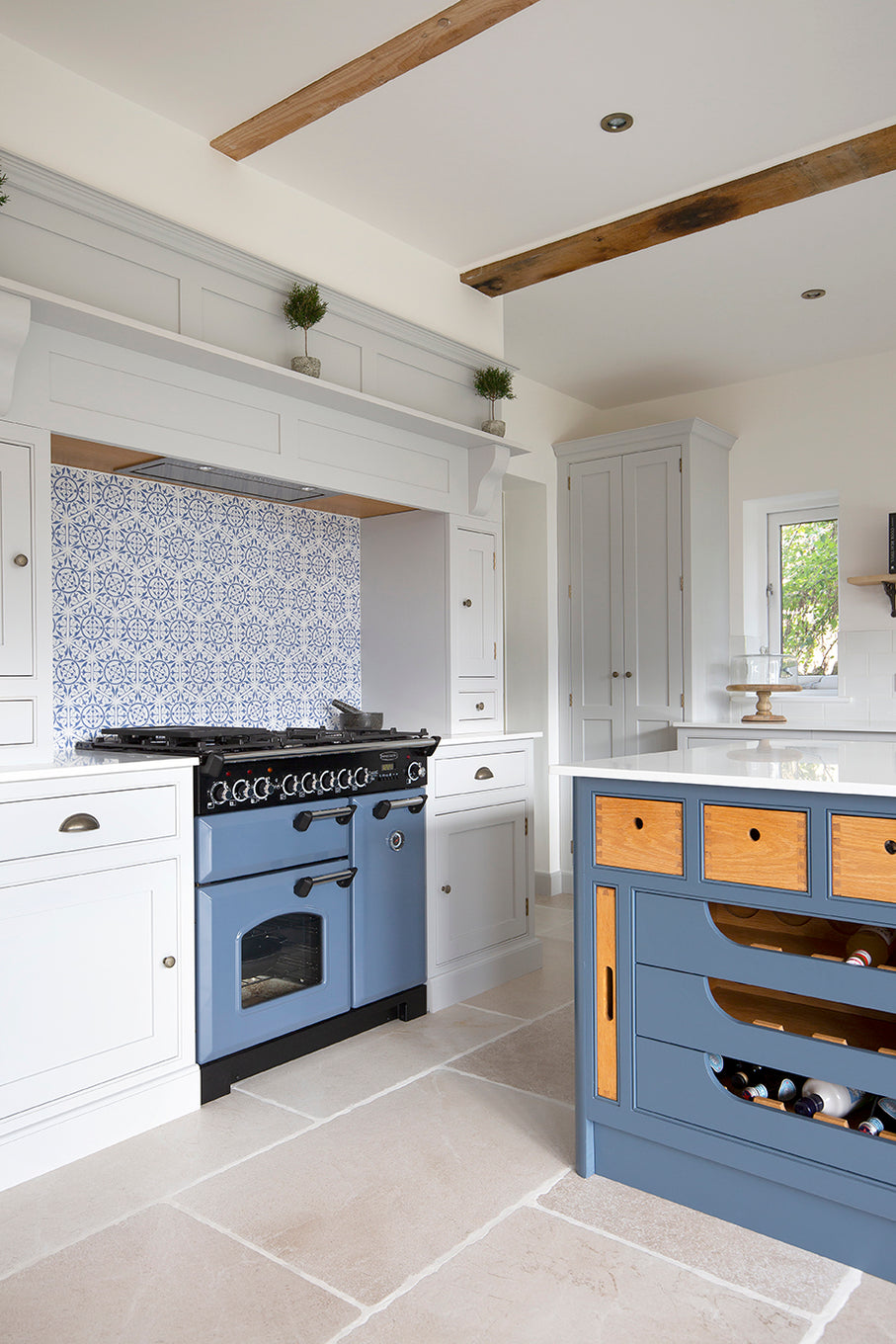 Dorchester Aged White Tumbled Effect Porcelain Kitchen Floor Tiles
