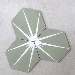 Lily Splash Olive Encaustic Tiles