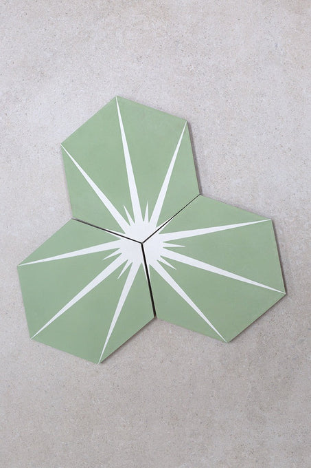Lily Splash Sage Encaustic Tiles