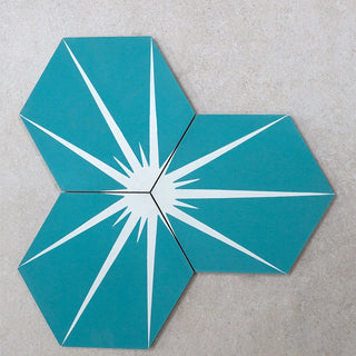 Lily Splash Teal Encaustic Tiles